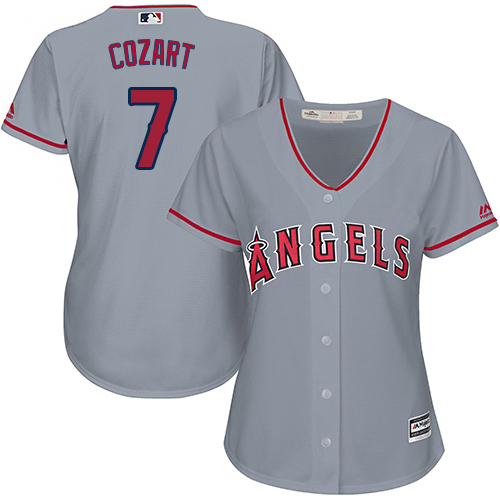 Angels #7 Zack Cozart Grey Road Women's Stitched MLB Jersey - Click Image to Close